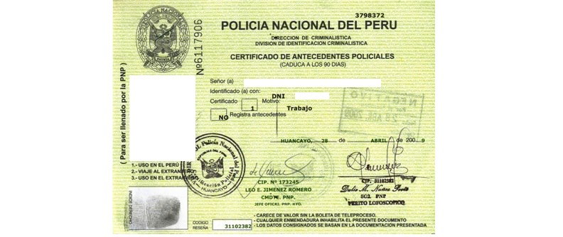 certificado policial
